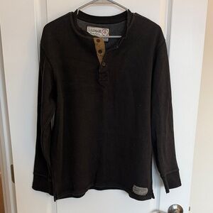 Black Long Sleeve Henley for Men